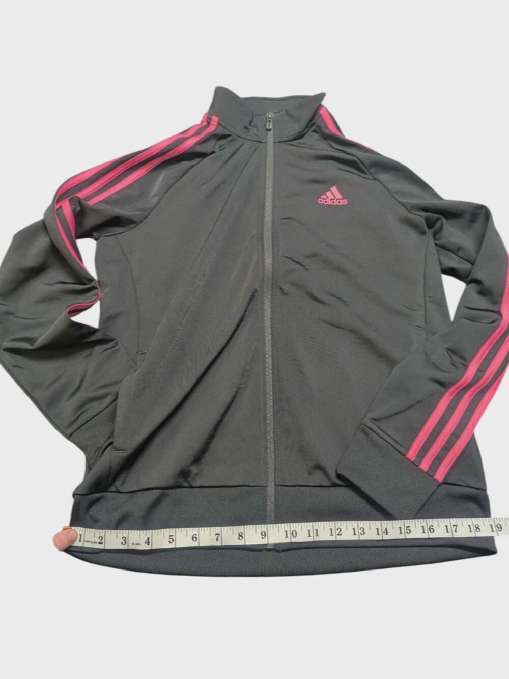 Adidas Black Zip Track Jacket Pink Stripes - Picture 8 of 10